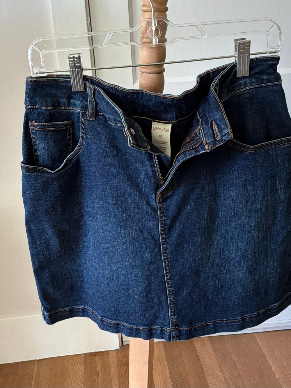 Faded Glory Indigo Denim Skirt with Front Zip